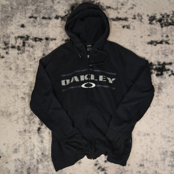 Y2K Oakley Front Logo Print Full Zip Hoodie - Picture 1 of 6